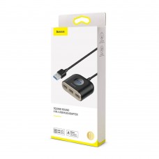 USB хъб Baseus Square round, 4 Порта, USB към 3xUSB 2.0, 1xUSB 3.0, 1.0m, Черен - 12077