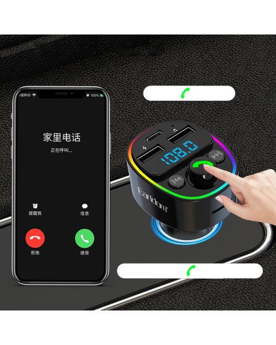 FM Трансмитер Earldom ET-M78, Bluetooth, Micro SD, USB, Type-C, QC, Черен - 17776
