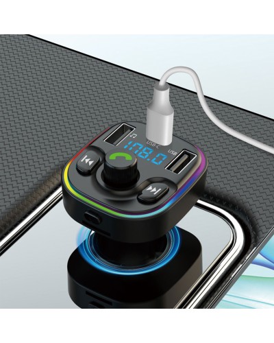 FM Трансмитер Earldom ET-M79, Bluetooth, Micro SD, USB, Type-C, QC, Черен - 17775