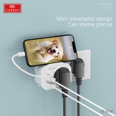 Универсален преходник - зарядно Earldom ES-SC18, 2xUSB, 1xType-C, Шуко, Бял - 40524