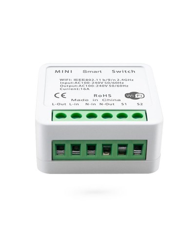 Смарт превключвател No brand PST-AP-SMT, 1 канал, 220V, 16A, Wi-Fi, Tuya Smart, Бял - 91021