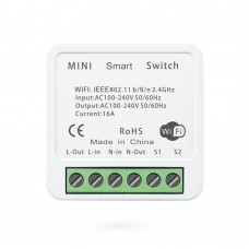 Смарт превключвател No brand PST-AP-SMT, 1 канал, 220V, 16A, Wi-Fi, Tuya Smart, Бял - 91021