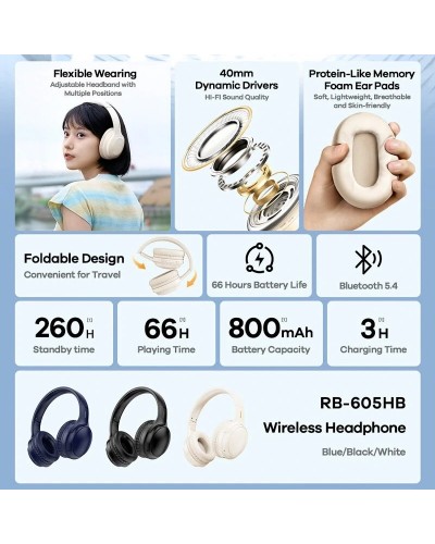 Bluetooth слушалки Remax RB-605HB, Различни цветове - 20807