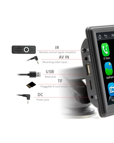 Преносим CarPlay / Android Auto дисплей No brand X500L, 7", За автомобил - 13309