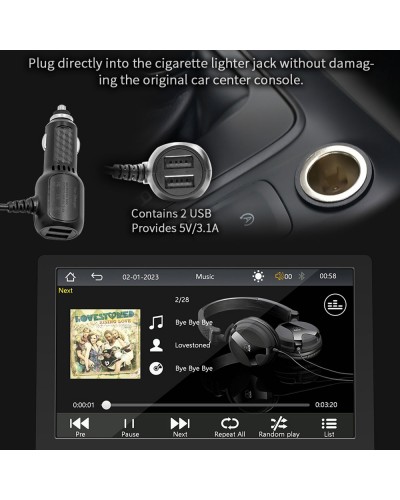 Преносим CarPlay / Android Auto дисплей No brand X5308L, 9", За автомобил - 13317