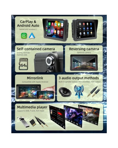 Преносим CarPlay / Android Auto дисплей No brand, X5570R, 7", За автомобил - 13322