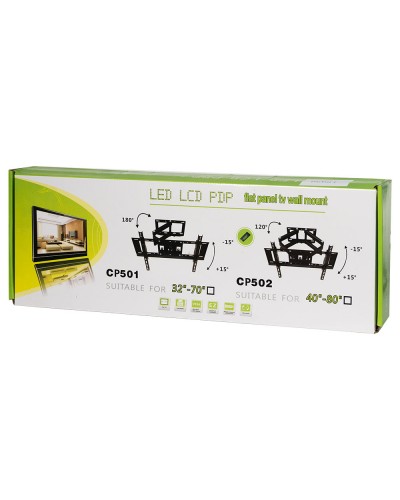 Стойка за телевизор No brand, За стена, С подвижно рамо, До 65", Черен - 17936
