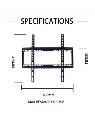 Стойка за телевизор No brand, За стена, Фиксирана, До 60", Черен - 17911