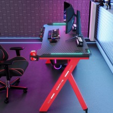 Геймърско бюро No brand D2107, 4 в 1, RGB, Черен - 74007