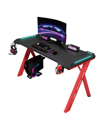 Геймърско бюро No brand D2107, 4 в 1, RGB, Черен - 74007
