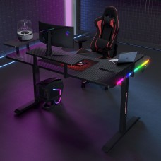 Геймърско бюро No brand P203, 5 в 1, RGB, Черен - 74004