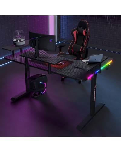 Геймърско бюро No brand P203, 5 в 1, RGB, Черен - 74004