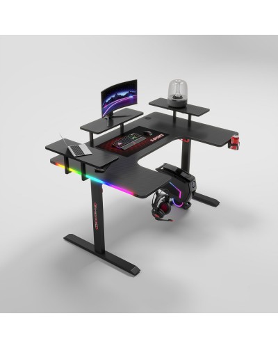 Геймърско бюро No brand P203, 5 в 1, RGB, Черен - 74004