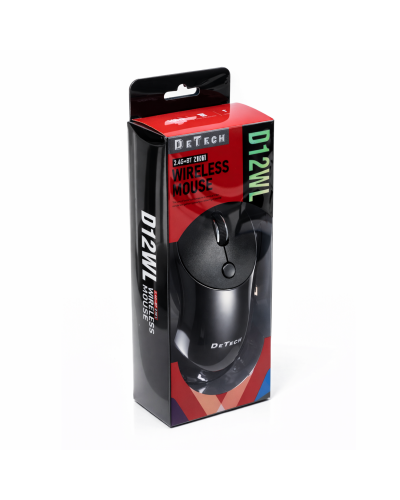 Мишка DeTech D12WL, Безжична, USB, Черен - 782