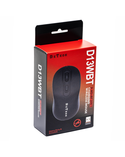 Мишка DeTech D13WBT, Bluetooth, USB, Черен - 783