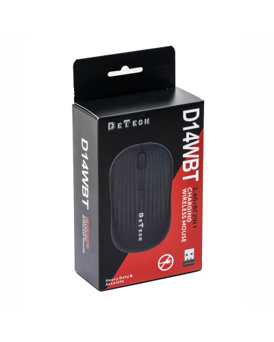 Мишка DeTech D14WBT, Bluetooth, USB, Черен - 784
