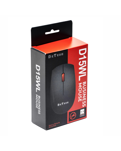 Мишка DeTech D15WL, Безжична, USB, Черен - 785