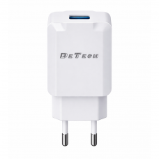 Мрежово зарядно устройство DeTech, DE-36, 5V/1A 220V, 1 x USB, Бял - 40537