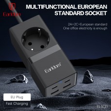 Удължител Earldom ES-SC21, 1 гнездо, CEE 7/3, 2 х USB F, 2 x USB-C, 1м., Черен - 40521
