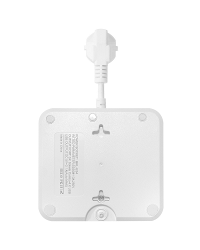Удължител No brand, 3 гнезда, 250V, 10A, Кабел, 1.8м., 2 x USB-F, 2 x USB-C, С ключ, Бял - 17964