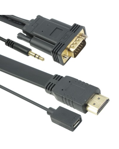 Кабел DeTech HDMI - VGA, 1.8m, Flat, с аудио кабел -18229