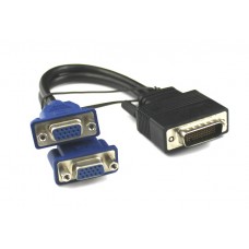 Преходник DeTech DVI 24+5 М към 2 VGA F, Черен - 18251