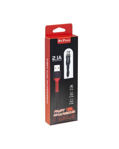 Кабел за данни DeTech DE-C25M, Micro USB, 1.0m, Черен - 40106