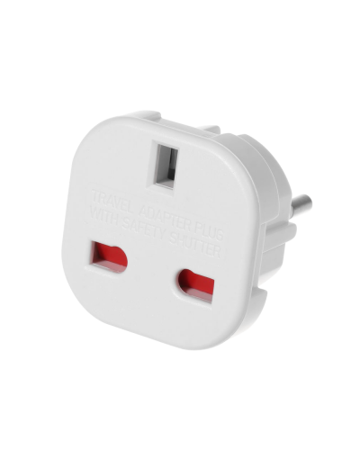 Преходник No brand BX-9625, UK kъм EU шуко, 220V, High Quality, Бял - 17702