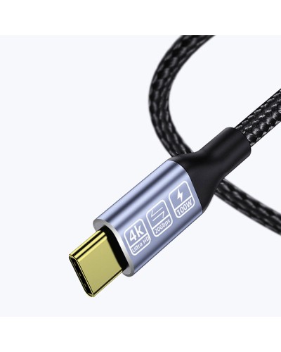Кабел DeTech, Type-C - Type-C, 100W, 4K, 20GB/s, PD, 1.0m, Черен - 18382