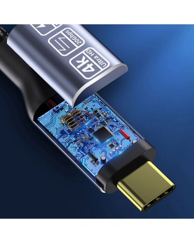 Кабел DeTech, Type-C - Type-C, 100W, 4K, 20GB/s, PD, 1.0m, Черен - 18382