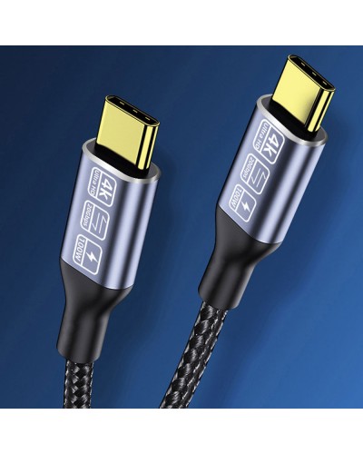 Кабел DeTech, Type-C - Type-C, 100W, 4K, 20GB/s, PD, 2.0m, Черен - 18383