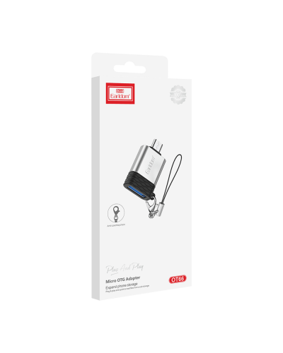 Преходник Earldom ET-OT66, USB F към Micro USB, OTG, Сребрист - 40208