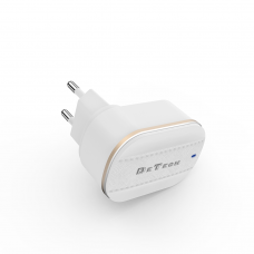 Мрежово зарядно устройство DeTech DE-15i, 5V/3.1A, 220V, 2 x USB, С Lightning кабел, 1.0m, Бял - 40097