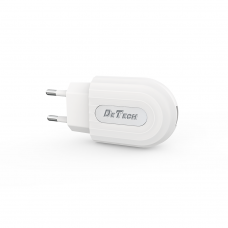 Мрежово зарядно устройство DeTech DE-28i, 5V/2.1A, 220V,1 x USB, С Lightning кабел, 1.0m, Бял - 14134
