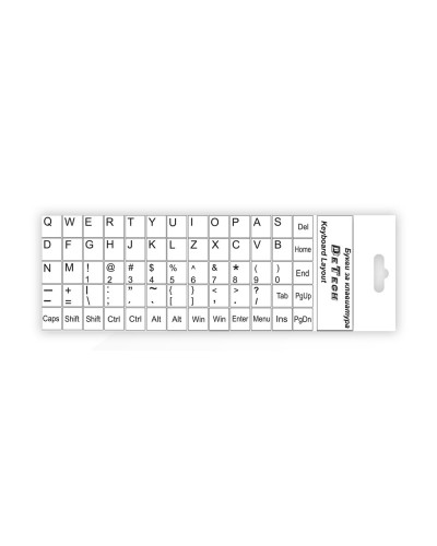 Букви за клавиатура, DeTech, Латиница, Бял  - 17045