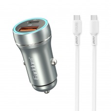 Зарядно устройство за кола Earldom ES-CC29, 30W, USB QC3.0, PD, С Type-C PD кабел, Сребрист - 40351