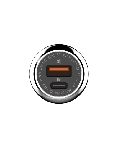 Зарядно устройство за кола LDNIO C1, 1xUSB QC3.0, 1xType-C PD, С Micro USB кабел, Сив - 40076