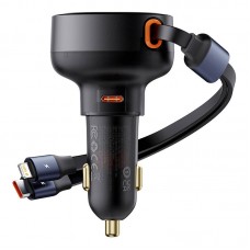 Зарядно устройство за кола Baseus Enjoyment Pro, 60W, С Type-C и Lightning кабел, Черен - 40498