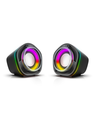 Тонколони Aula N-107, 2x3W, USB, RGB, Черен - 22186
