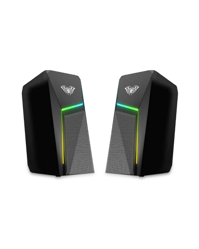 Тонколони Aula N-521, 2x3W, USB, RGB, Черен - 22181