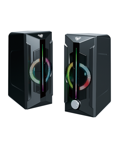 Тонколони Aula N-522, 2x3W, USB, RGB, Черен - 22188
