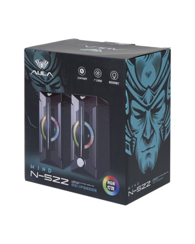 Тонколони Aula N-522, 2x3W, USB, RGB, Черен - 22188