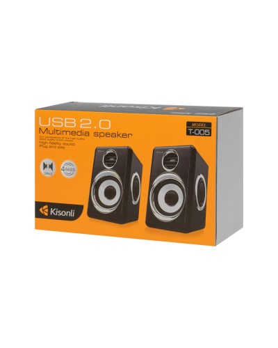 Тонколони Kisonli T-005, 2x3W, USB, Черен - 22157