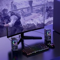Тонколони Onikuma L6, 2x5W, USB, RGB, Черен - 22216