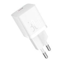 Мрежово зарядно устройство Baseus GaN5S Fast Charger 1C, 30W, 1 x Type-C F, Бял - 40409