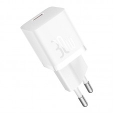 Мрежово зарядно устройство Baseus GaN5S Fast Charger 1C, 30W, 1 x Type-C F, Бял - 40409