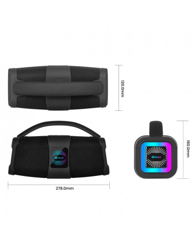 Тонколона Kisonli K5, Bluetooth, USB, SD, AUX, FM, RGB, Черен - 22293