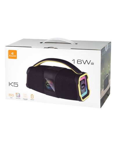 Тонколона Kisonli K5, Bluetooth, USB, SD, AUX, FM, RGB, Черен - 22293