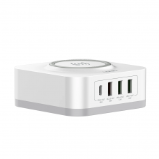 Безжично зарядно устройство LDNIO, 32W, Qi, 1 x Type-C F, 3 x USB F, PD, QC, PPS, Бял - 40294