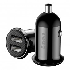 Зарядно устройство за кола Baseus Grain Pro, 4.8A, 2 x USB, Черен - 40509